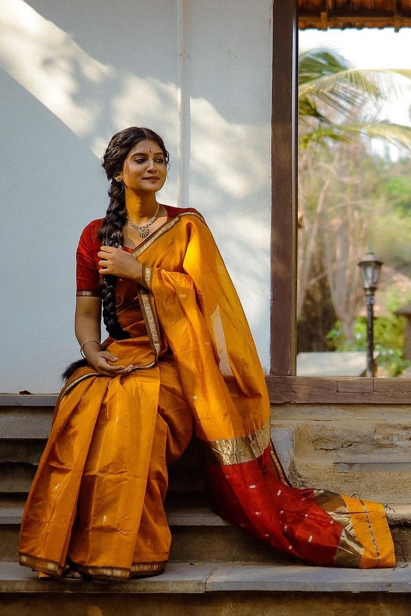 Contrast Border Banarasi Soft Silk Saree with Zari Buttis in Nine Bold Colour Pairs  in Surat
