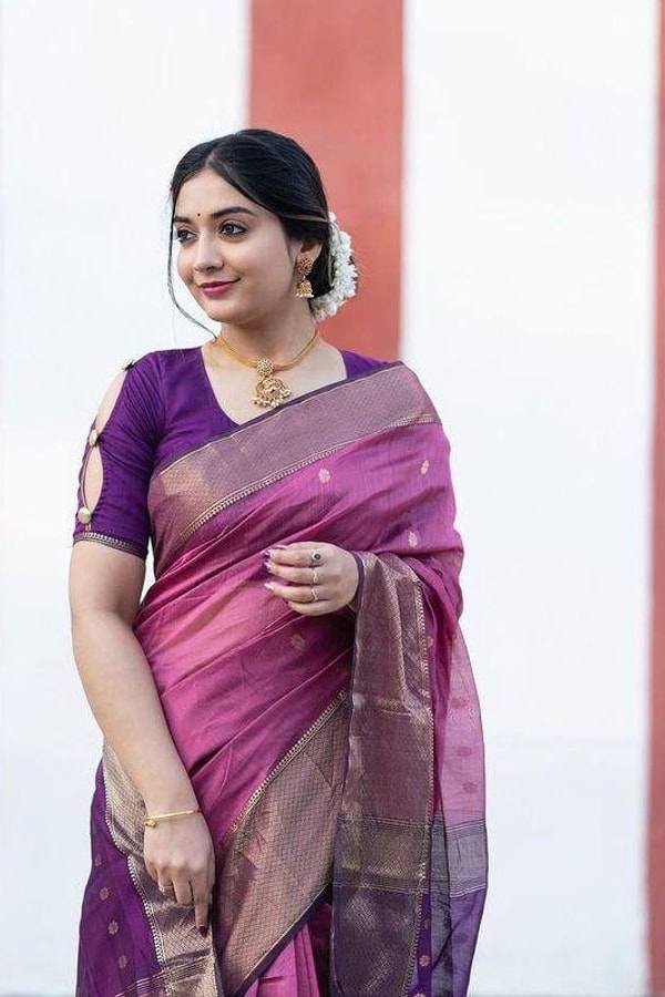 Contrast Border Banarasi Soft Silk Saree with Zari Buttis in Nine Bold Colour Pairs  in Surat