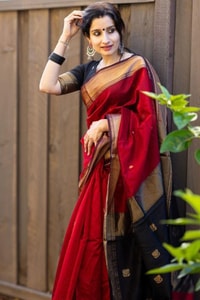 Contrast Border Banarasi Soft Silk Saree with Zari Buttis in Nine Bold Colour Pairs  in Surat