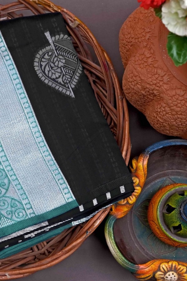 Contrast Pallu Banarasi Soft Silk Saree with Zari Leaf Buttis in Four Two-Tone Colourways  in Surat