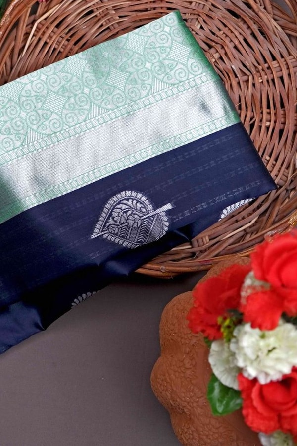 Contrast Pallu Banarasi Soft Silk Saree with Zari Leaf Buttis in Four Two-Tone Colourways  in Surat