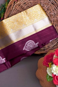 Contrast Pallu Banarasi Soft Silk Saree with Zari Leaf Buttis in Four Two-Tone Colourways  in Surat