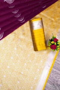Contrast Pallu Banarasi Soft Silk Saree with Zari Leaf Buttis in Four Two-Tone Colourways  in Surat