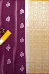Contrast Pallu Banarasi Soft Silk Saree with Zari Leaf Buttis in Four Two-Tone Colourways  in Surat