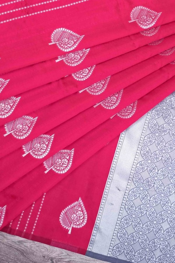 Contrast Pallu Banarasi Soft Silk Saree with Zari Leaf Buttis in Four Two-Tone Colourways  in Surat