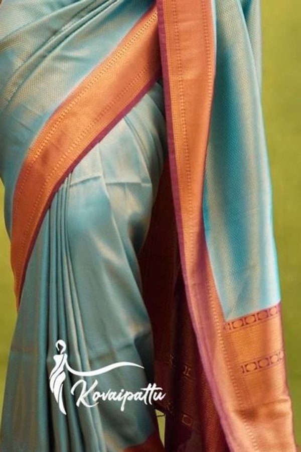 Copper Border Banarasi Soft Silk Saree in Cream, Rama and Yellow with Zari Lined Blouse  in Surat