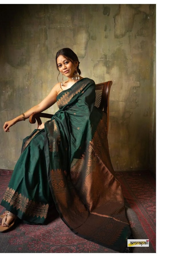 Copper Zari Border Banarasi Soft Silk Saree with Tasselled Pallu in Five Earthy Shades  in Surat