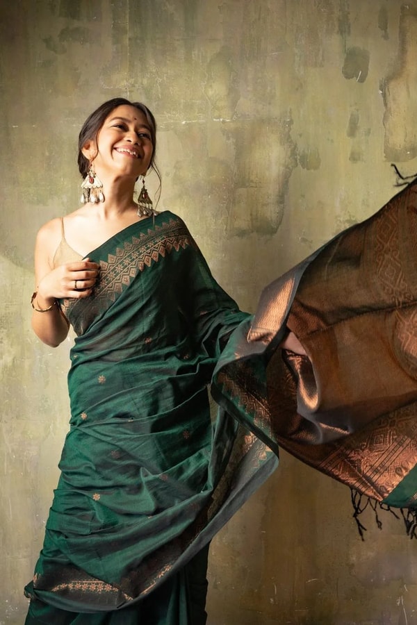 Copper Zari Border Banarasi Soft Silk Saree with Tasselled Pallu in Five Earthy Shades  in Surat