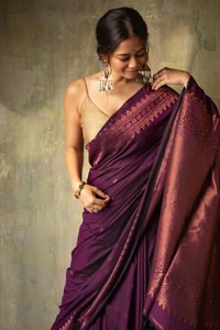 Copper Zari Border Banarasi Soft Silk Saree with Tasselled Pallu in Five Earthy Shades  in Surat