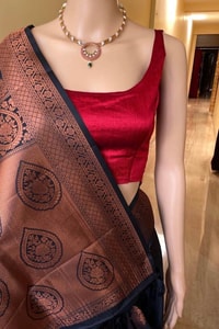 Copper Zari Brocade Banarasi Soft Silk Saree with Medallion Motif Pallu in Five Rich Shades  in Surat
