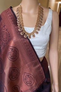 Copper Zari Brocade Banarasi Soft Silk Saree with Medallion Motif Pallu in Five Rich Shades  in Surat