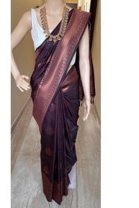 Copper Zari Brocade Banarasi Soft Silk Saree with Medallion Motif Pallu in Five Rich Shades  in Surat