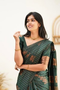 Copper Zari Checks Banarasi Soft Silk Saree in Blue, Coffee, Green, Rama and Wine  in Surat