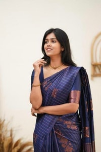 Copper Zari Checks Banarasi Soft Silk Saree in Blue, Coffee, Green, Rama and Wine  in Surat