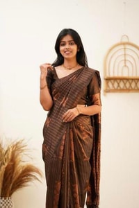 Copper Zari Checks Banarasi Soft Silk Saree in Blue, Coffee, Green, Rama and Wine  in Surat