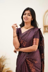 Copper Zari Checks Banarasi Soft Silk Saree in Blue, Coffee, Green, Rama and Wine  in Surat