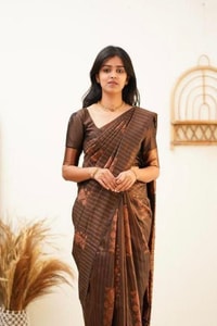 Copper Zari Checks Banarasi Soft Silk Saree in Blue, Coffee, Green, Rama and Wine  in Surat