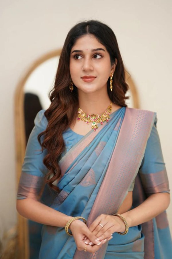 Copper Zari Weaving Banarasi Soft Silk Saree with Grand Pallu in Four Soft Pastel Shades  in Surat
