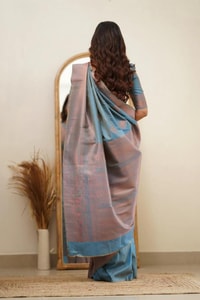 Copper Zari Weaving Banarasi Soft Silk Saree with Grand Pallu in Four Soft Pastel Shades  in Surat