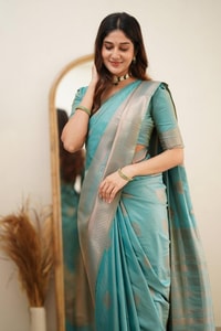 Copper Zari Weaving Banarasi Soft Silk Saree with Grand Pallu in Four Soft Pastel Shades  in Surat