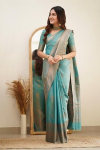 Copper Zari Weaving Banarasi Soft Silk Saree with Grand Pallu in Four Soft Pastel Shades  in Surat