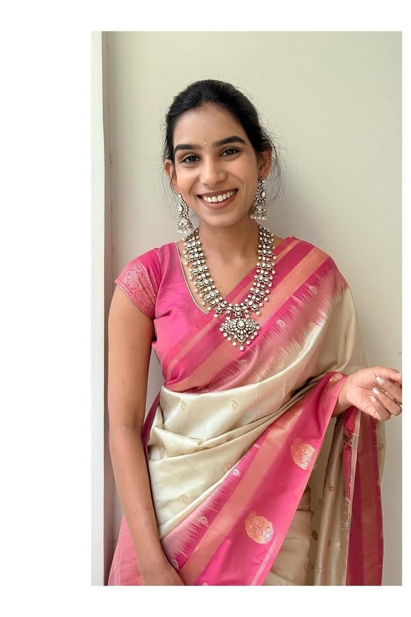 Cream Banarasi Soft Silk Saree with Contrast Green or Pink Zari Border and Pallu  in Surat
