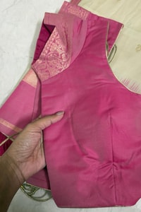 Cream Banarasi Soft Silk Saree with Contrast Green or Pink Zari Border and Pallu  in Surat