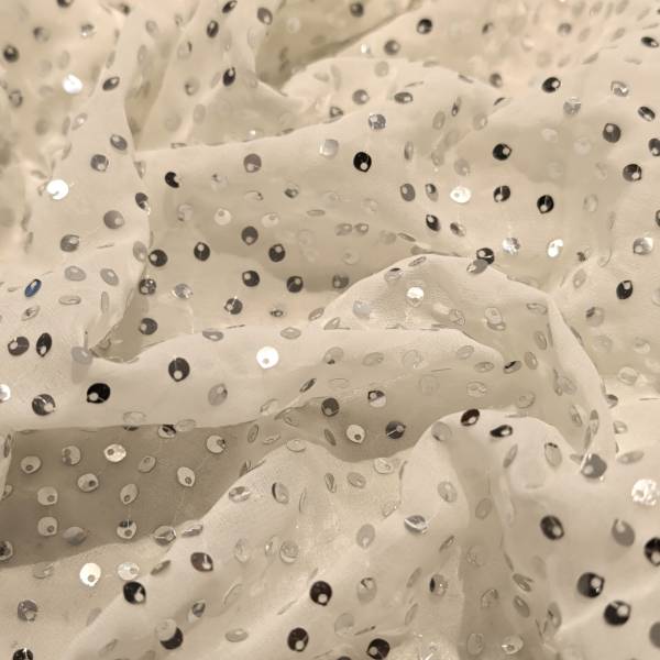 Cream Sequence Georgette Fabric 5.50 Meter  in Surat