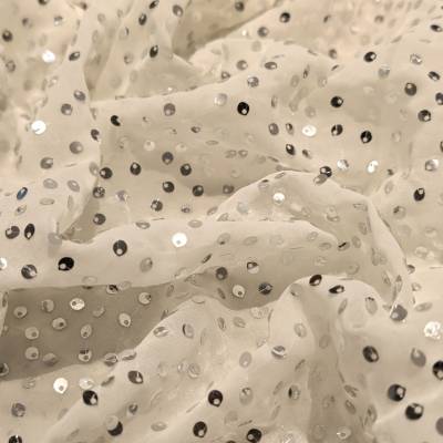 Cream Sequence Georgette Fabric 5.50 Meter in Surat