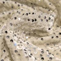 Cream Sequin Velvet Fabric 0.80 Meter  in Surat