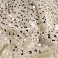 Cream Sequin Velvet Fabric 5.85 Meter  in Surat