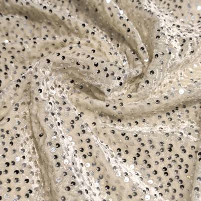 Cream Sequin Velvet Fabric 6.05 Meter in Surat