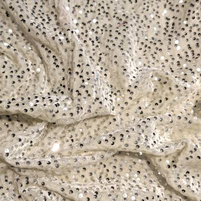 Cream Sequin Velvet Fabric 7.65 Meter 7XL Size in Surat