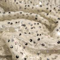 Cream Sequin Velvet Fabric 7.85 Meter 8XL Size  in Surat