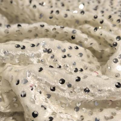 Cream Sequin Velvet Fabric 7.85 Meter 8XL Size in Surat