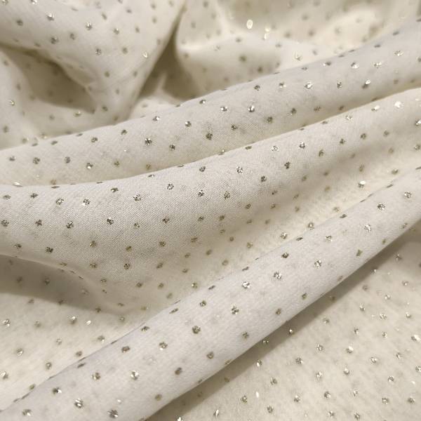 Cream Sparkle Georgette Fabric 3 Meter  in Surat