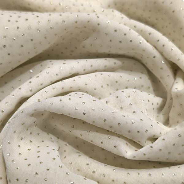 Cream Sparkle Georgette Fabric 5.5 Meter  in Surat