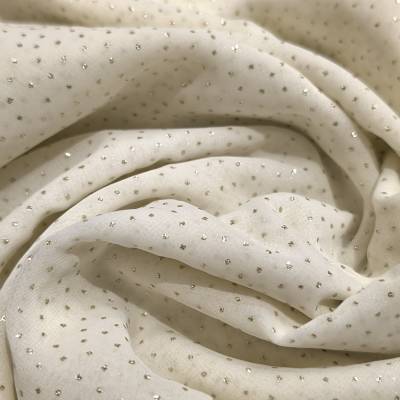 Cream Sparkle Georgette Fabric 5.5 Meter Manufacturers in Surat