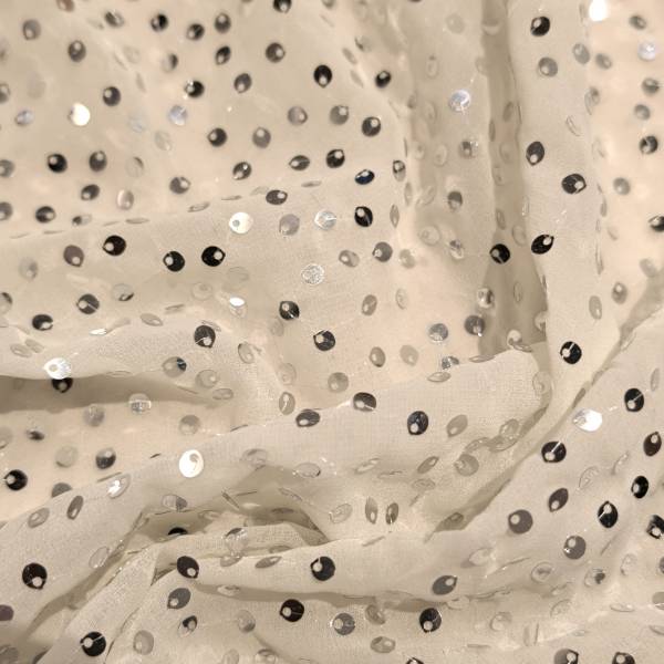 Cream Squence Georgette Fabric 3 Meter  in Surat