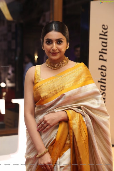 Cream Striped Banarasi Soft Silk Saree with Mustard Yellow Gold Zari Border and Pallu in Surat