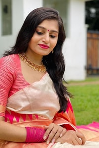 Cream and Rani Pink Soft Lichi Silk Saree with Zari Temple Border and Contrast Pallu  in Surat
