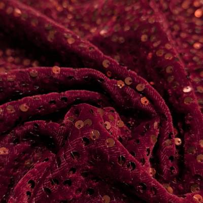 Crimson Royale Sequin Velvet Fabric 6.85 Meter in Surat