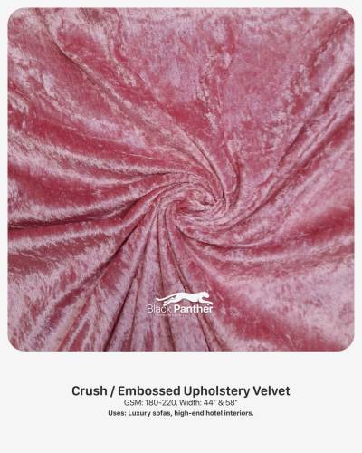 Crush Embossed Upholstery Velvet Fabric GSM 180 to 220 Width 44 Inch and 58 Inch for Sofas Interiors in Surat