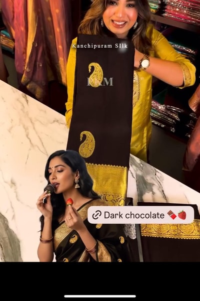 Dark Chocolate Banarasi Soft Silk Saree with Gold Paisley Buttis and Mustard Gold Pallu in Surat