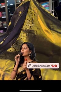 Dark Chocolate Banarasi Soft Silk Saree with Gold Paisley Buttis and Mustard Gold Pallu  in Surat