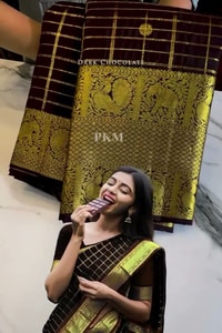 Dark Maroon Banarasi Soft Silk Saree with Fine Zari Checks and Lemon Gold Pallu  in Surat video 1
