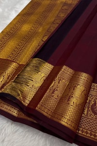 Deep Maroon Banarasi Soft Silk Saree with Zari Lattice, Floral Buttas and Annam Border  in Surat