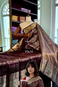 Deep Plum Banarasi Soft Silk Saree with Heavy Silver Zari Floral Weave and Grand Pallu  in Surat video 1