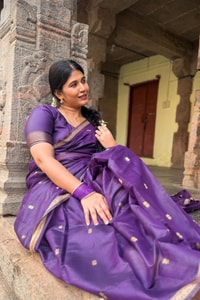 Deep Purple Saree with Scattered Gold Zari Buttis and Fine Zari Border  in Surat