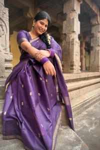 Deep Purple Saree with Scattered Gold Zari Buttis and Fine Zari Border  in Surat